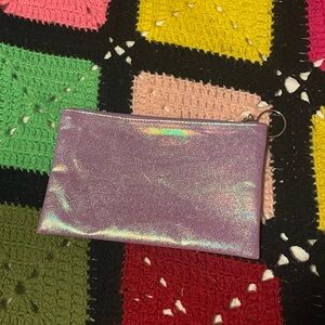 Holographic purple makeup bag